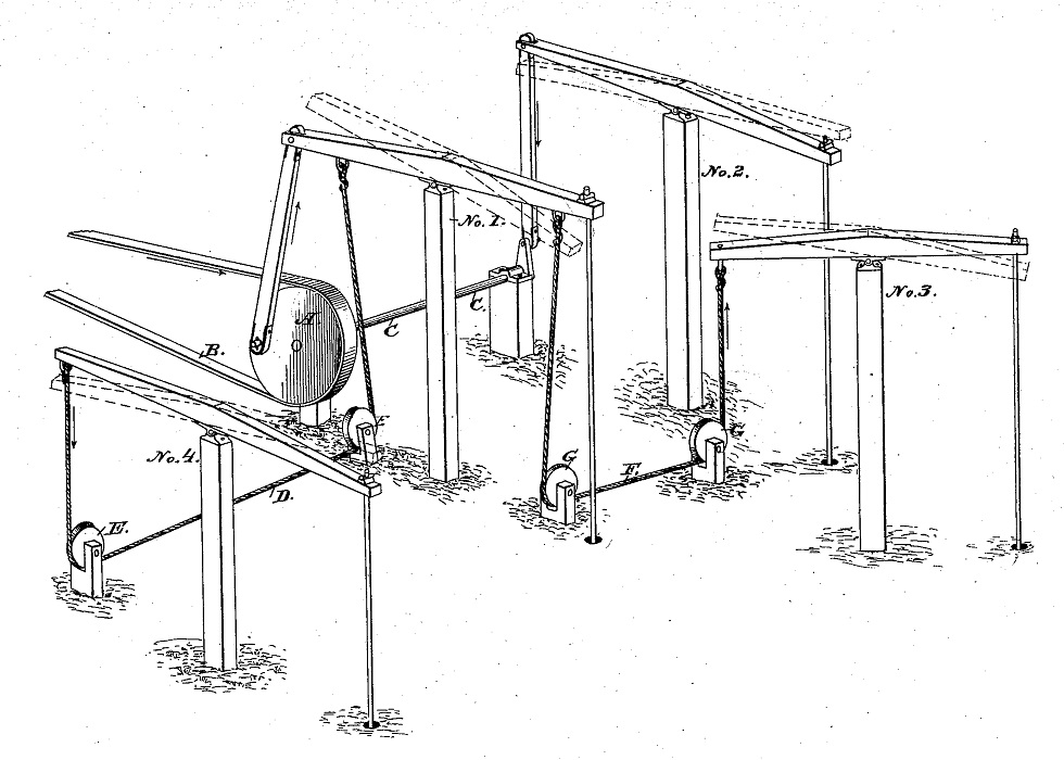 Patent drawing for 1875 “Improvement In Means For Pumping Wells."