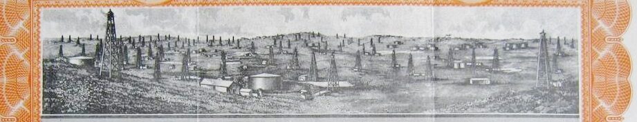 Derricks pictured on an old stock certificate.