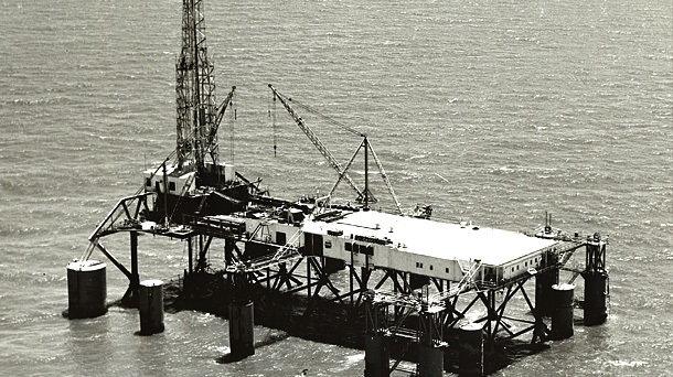 Mr. Charlie, the first mobile offshore drilling platform. 