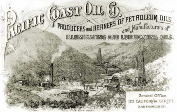 Chevron began in 1879 as the Pacific Coast Oil Company, which in 1900 became Standard Oil Company of California (Socal). Image courtesy Chevron.