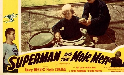 Poster for Superman and the Mole Men, a 1951 movie with a very deep well.