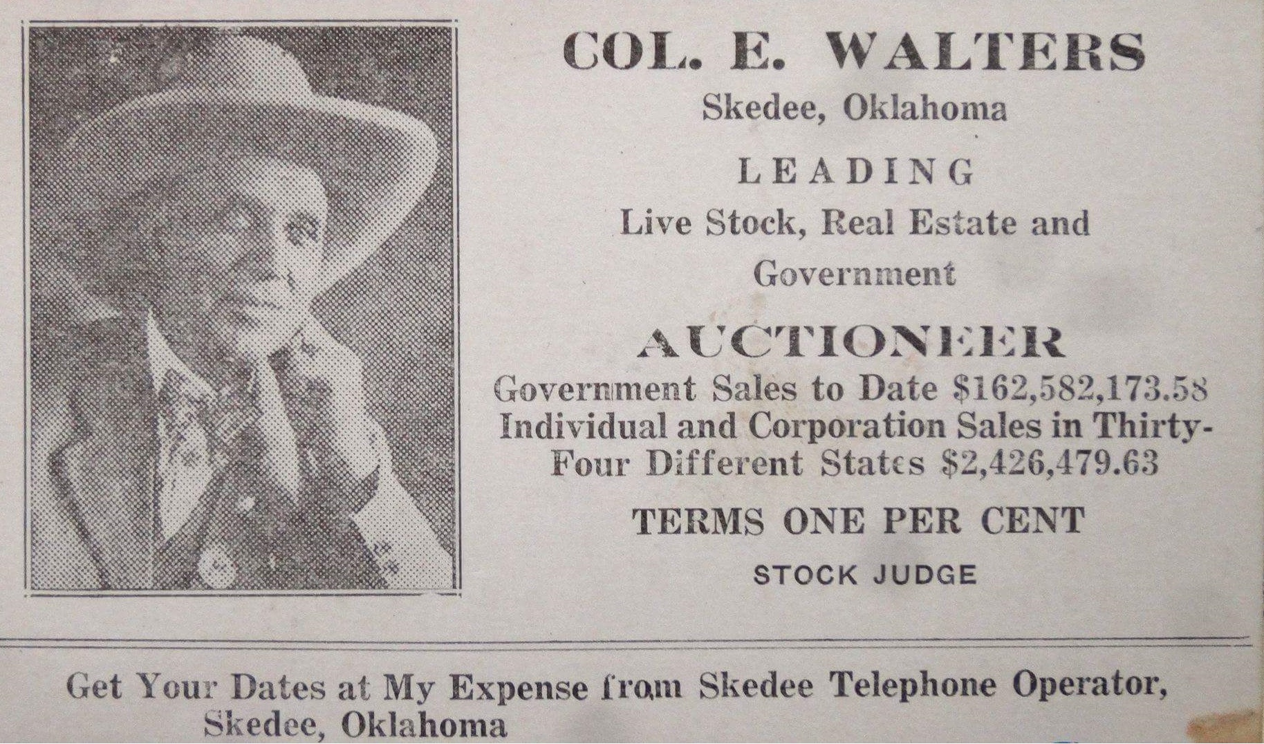 Newspaper ad courtesy of Colonel Walters' great-great-granddaughter Hope Litvinoff. 