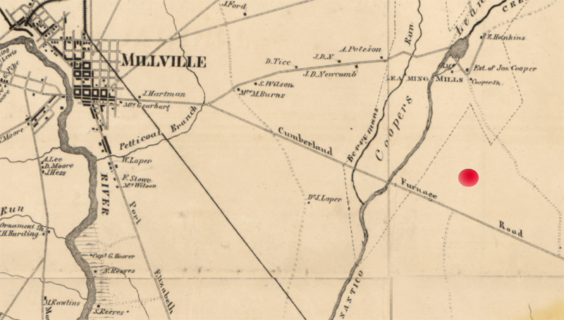 Map of a Millville, New Jersey, fake oil well location in 1916.