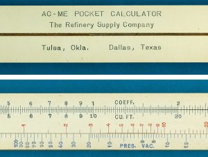 Slide rule "pocket calculator" detail from collection of David Rance.