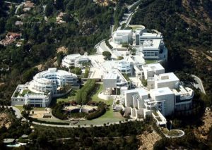 View from above of the massive Getty Museum in California.