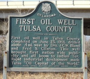 Redfork oil gusher Tulsa county historical marker.