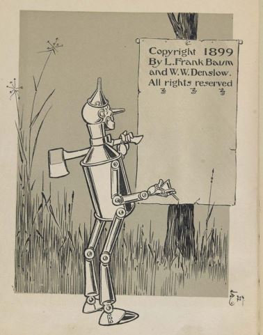 Detail of the Tin Man drawing by W.W, Denslow  from 1899 OZ series book by L. Frank Baum