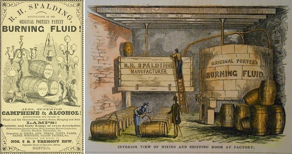 Circa 1855 advertisements for camphene manufacturer Rufus H. Spalding.