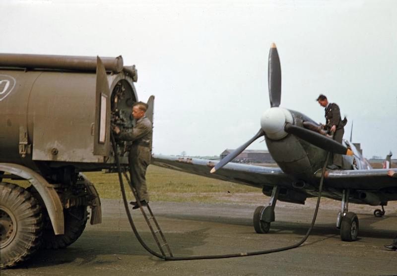 sherwood forest modern scene of fueling an RAF Spitfire fighter