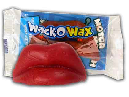 Wack-O-Wax lips petroleum product red candy lips.