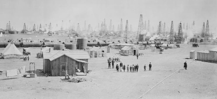  "Burkburnett, Texas, the World's Wonder Oil Pool," derrick in oilfield circa 1919.