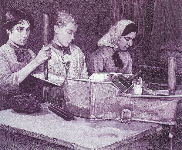 Women workers at nitro factory circa 1880.