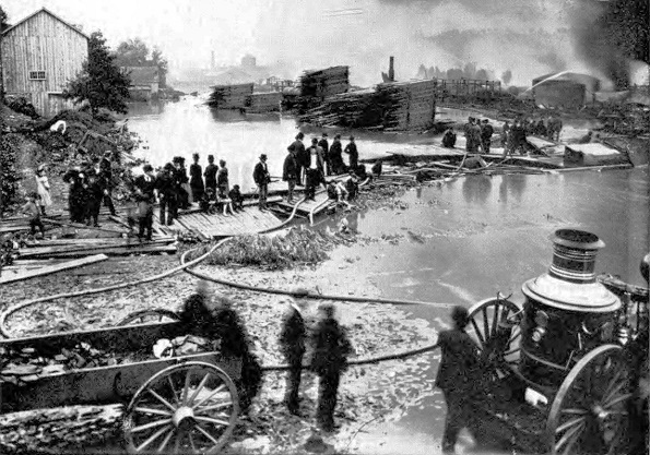 photographer John Mather 1892 fire at Oil Creek steam  fire engines