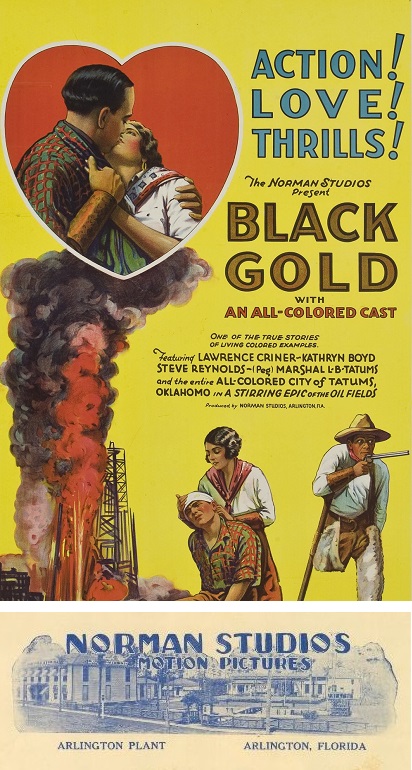 "Black Gold" movie poster of all black cast in oil well movie of 1927