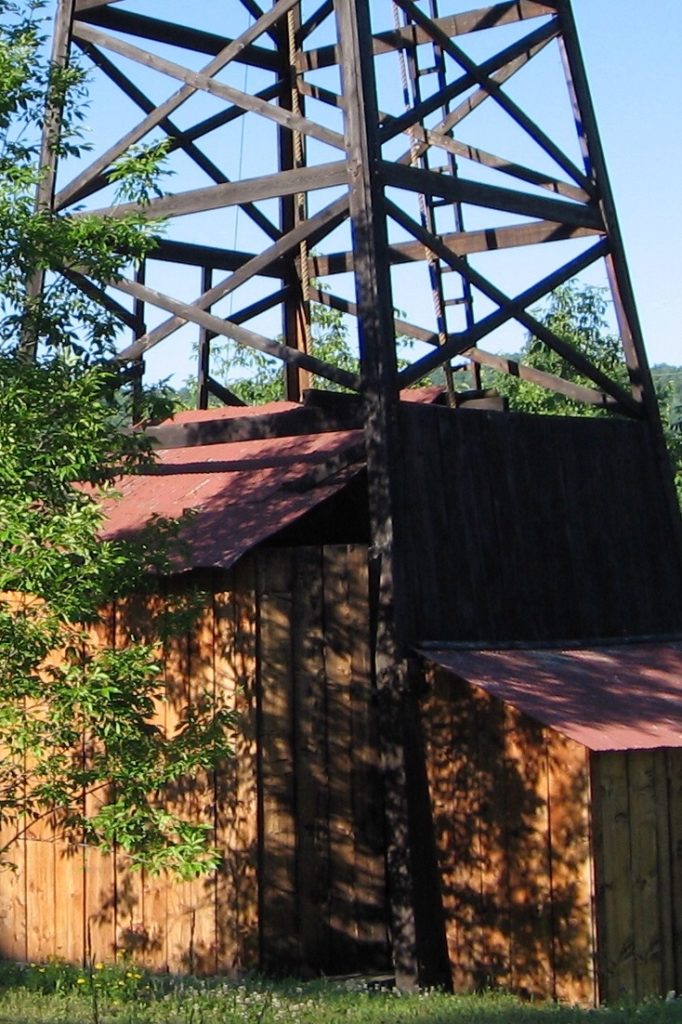 Wooden derrick at Penn-Brad Oil Museum, PA.