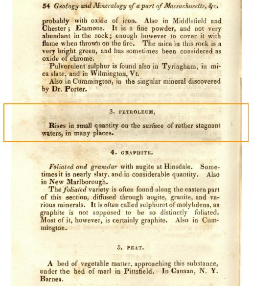 An 1835 oil history research page on geology.