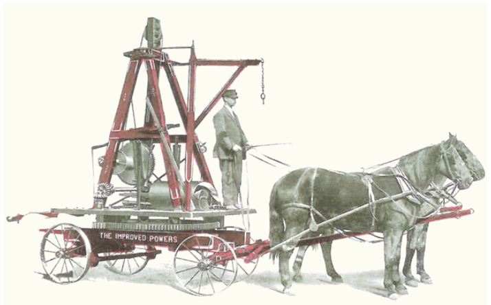 Illustration of Powers 1903 well drilling machine.
