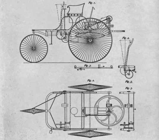  Illustration of Karl Benz Patent No. 37435 filed on January 29, 1886.