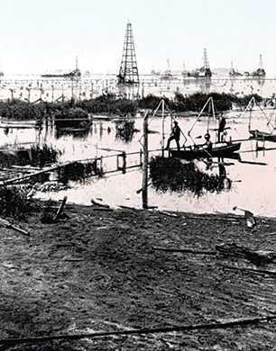 1880s Oil wells on Grand Lake, Ohio, 