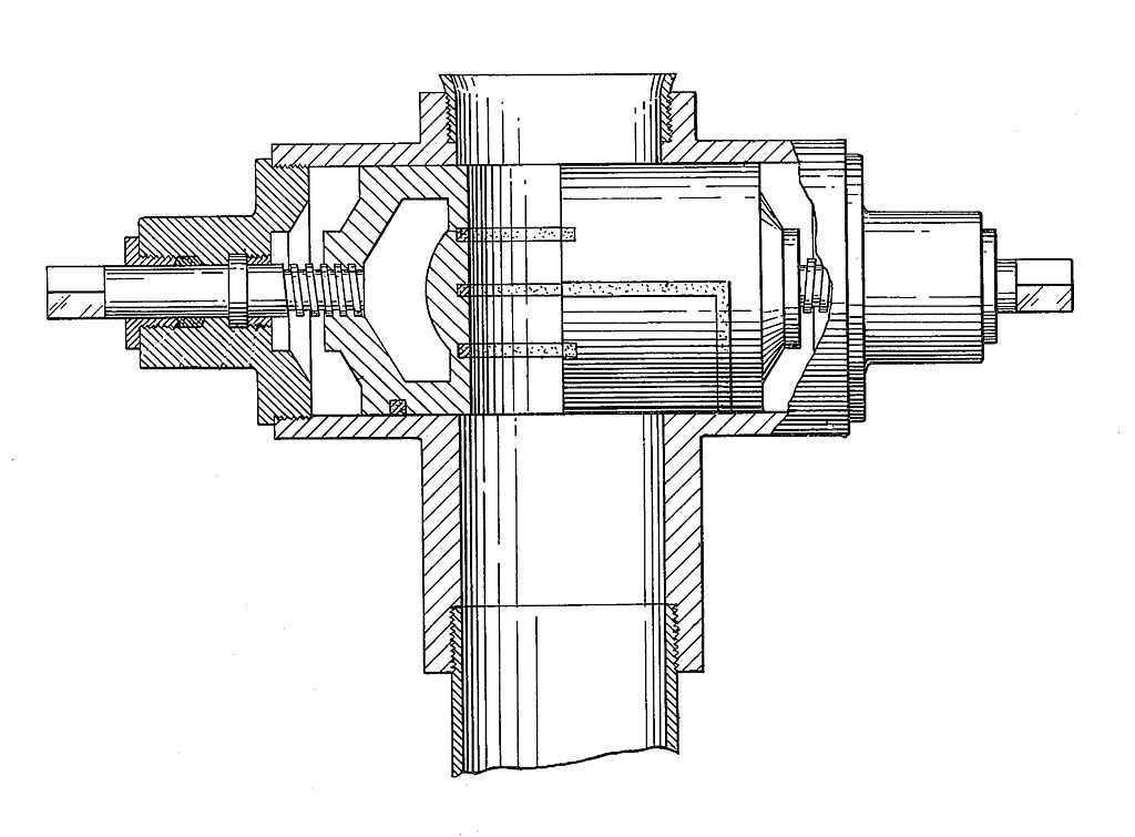 Drawing of Cameron Ram-type Blowout Preventer U.S. Patent 1,569,247 of 1926.