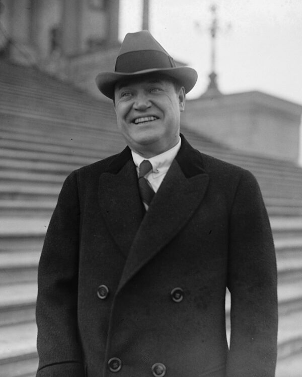 Major oil company founder Harry Ford Sinclair seen on the U.S. Capitol steps in January 1923. 