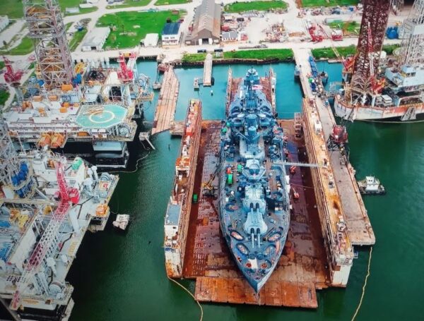 The USS Texas moved into dry dock for hull repairs in 2022.