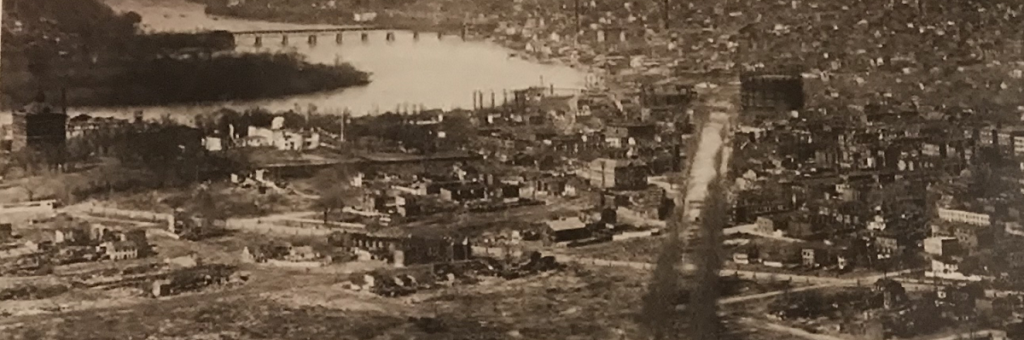 View from the Washington Monument showing the Washing Gas Light's West Station Gas Works at Foggy Bottom.