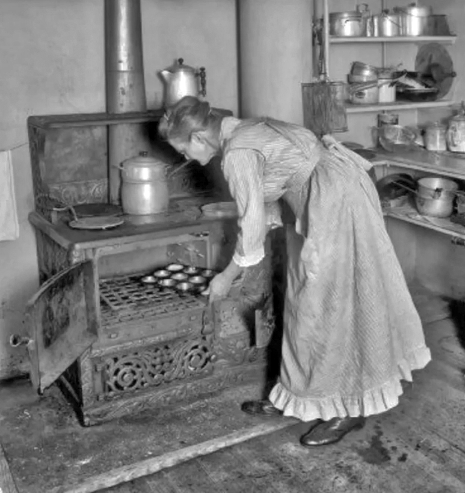 A Depression-era home cook cast iron stove. 