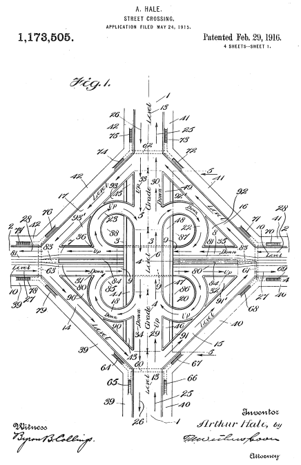February 27, 1916, cloverleaf patent drawing.