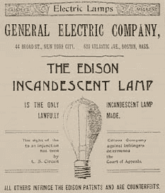 General Electric Company ad for the Edison incandescent lamp.