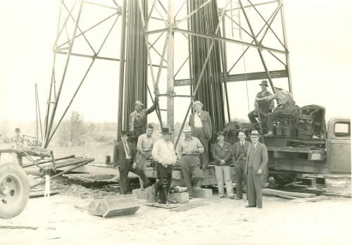 Historic photograph of the Smith-McClerkin No. 1 well drilled in Columbia County in 1941.