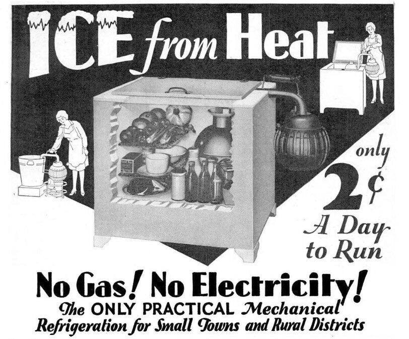 Advertisement for circa 1928 Crosley Icy Ball refrigerator.