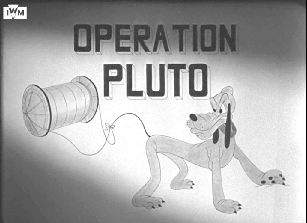 Still image from 1944 35mm film Operation PLUTO in the collection of the Imperial War Museum.