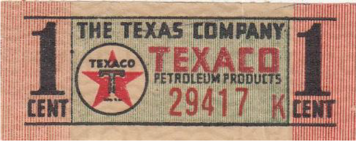 The Texas Company brand Texaco coupon with red star and green "T" logo.